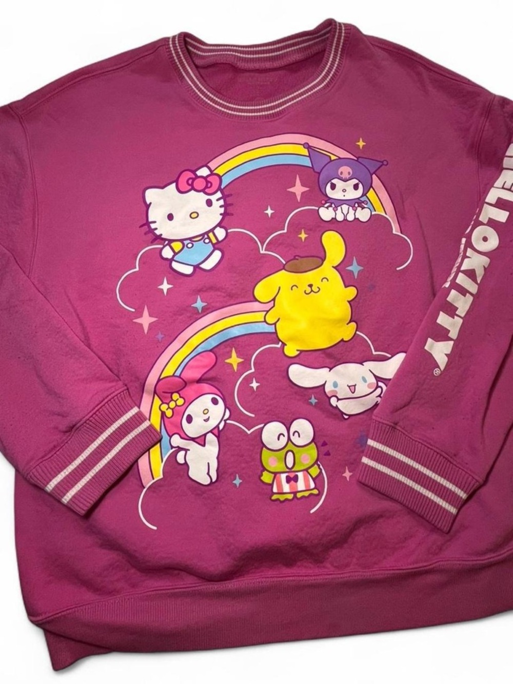 Hello Kitty Kids Sweatshirt in Berry Pink with Rainbow Characters